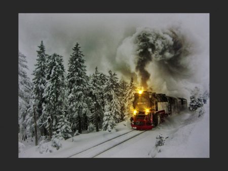 Világító kép /téli vonat/